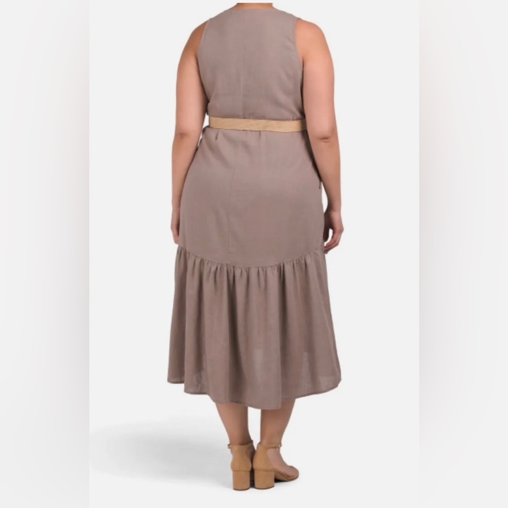 Adyson Parker Linen Blend Sleeveless Summer Dress with Belt NWT - Picture 2 of 8
